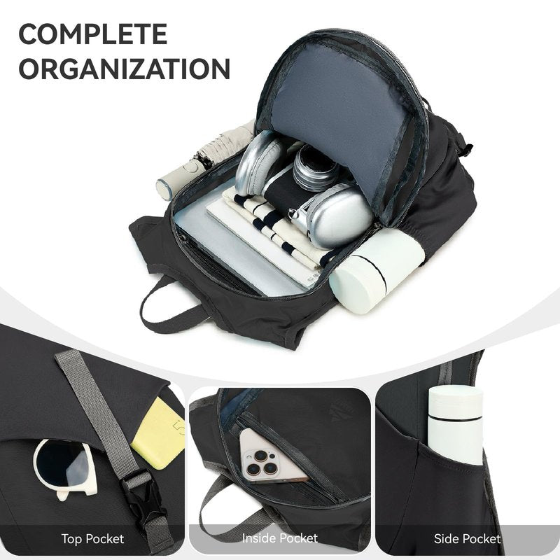 UtiaMiaoGonGo 15L Small Hiking Backpack for Men Women Lightweight Packable Backpack Foldable Casual Daypack for Camping Travel Outdoor, Black