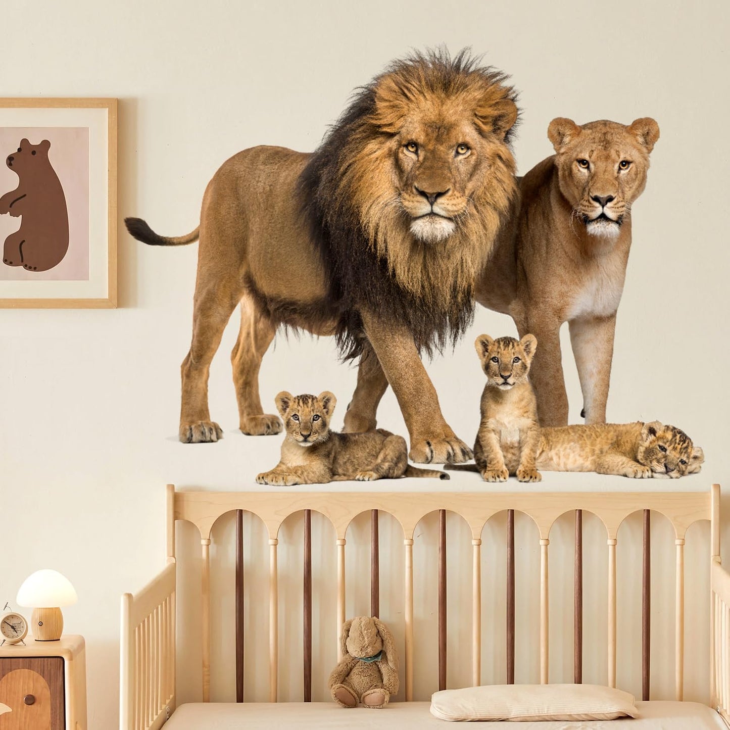 RAINBOW WSK Lifelike Lion Wall Decals Peel and Stick 3D Jungle Wild Animal Wall Sticker Tropical Lion Family Wall Mural Removable Wall Decor for Bedroom Living Room Club Party ZC96392001