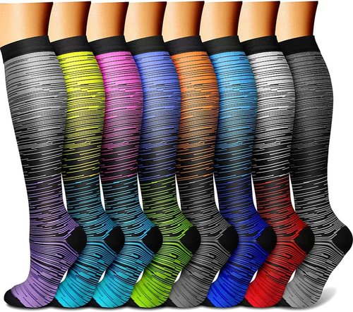 CHARMKING Compression Socks - 15-20 mmHg Circulation Support for Athletic Running & Cycling (8 Pairs)