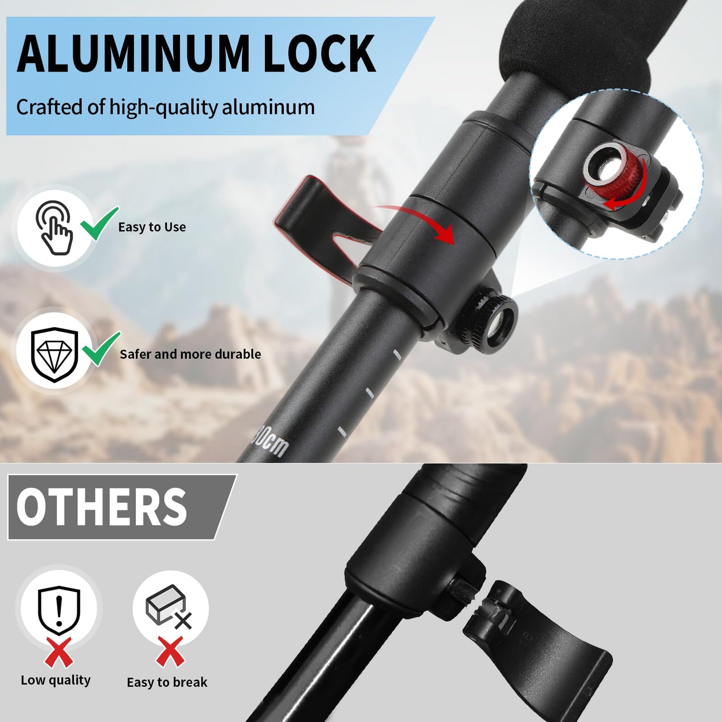 ISTATSO Portable Foldable Hiking Poles, 7075 Aluminum Adjustable Walking Sticks with Quick - Lock, Ideal for Hiking, Camping, and Mountain Trips 2pc Trekking Poles