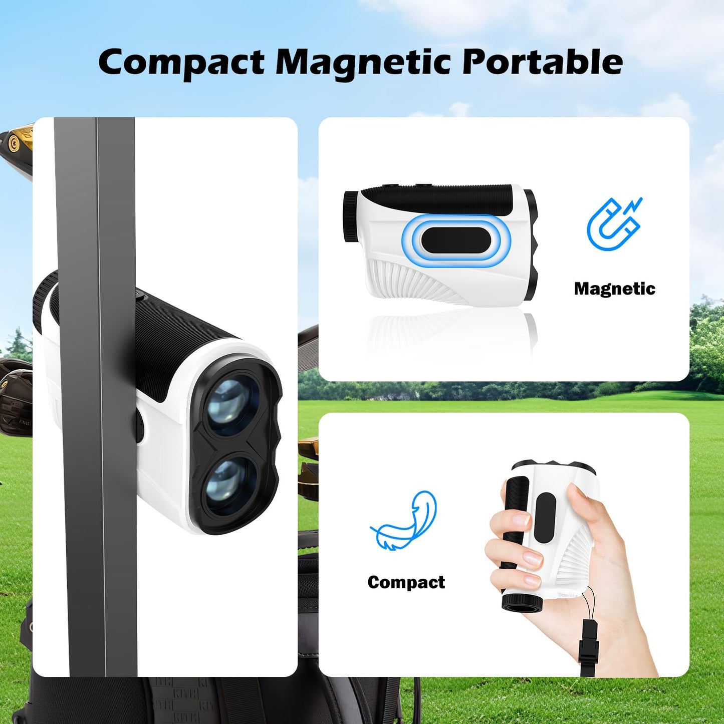 Real HD Golf Rangefinder with Slope, 1,200 Yards Range Finder Golf, 7X Magnification with Magnet, Flag Lock Vibration, Rechargeable Laser Rangefinder for Hunting