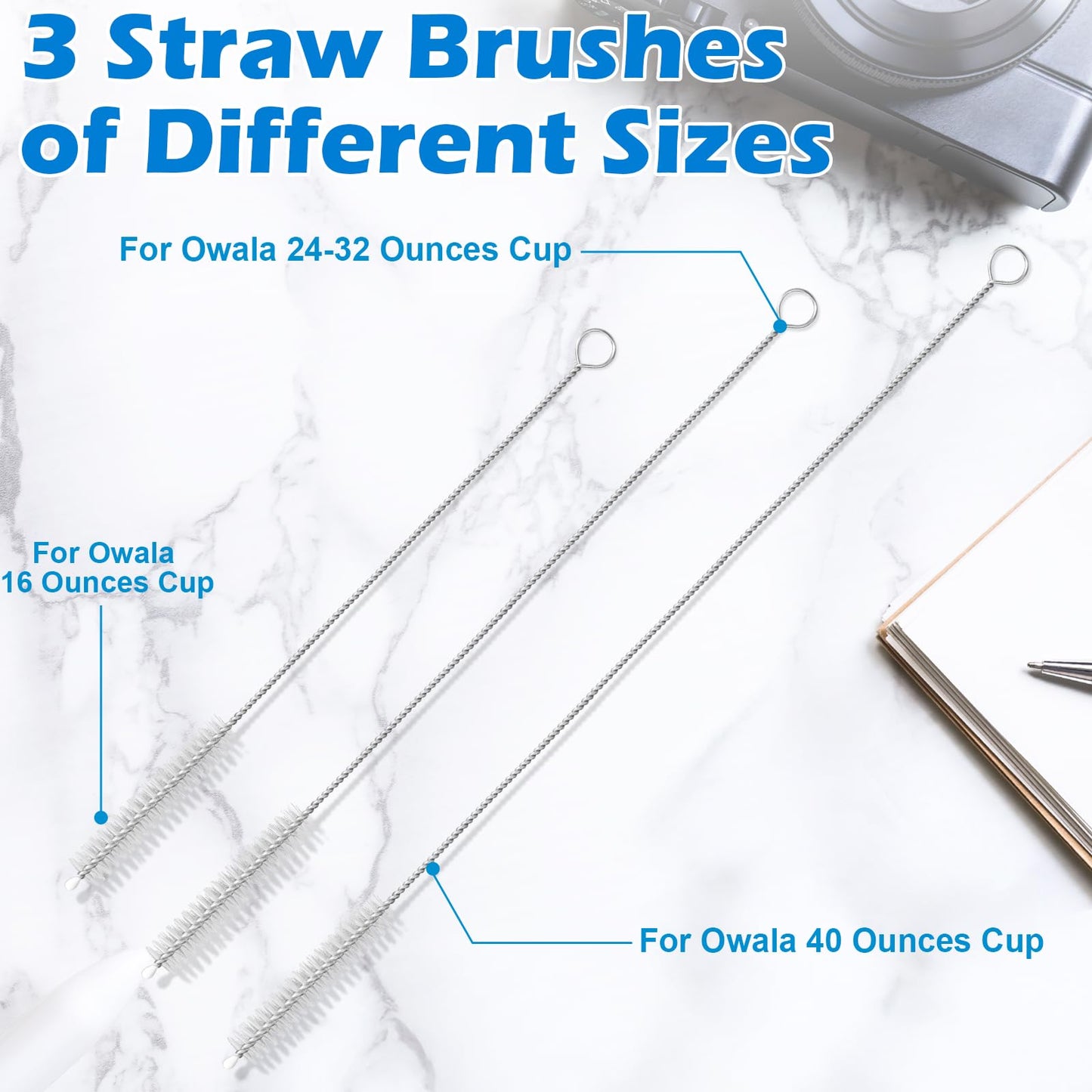 Palksky Water Bottle Cleaning Brush Kit, Brush & Straw Cleaner for Owala