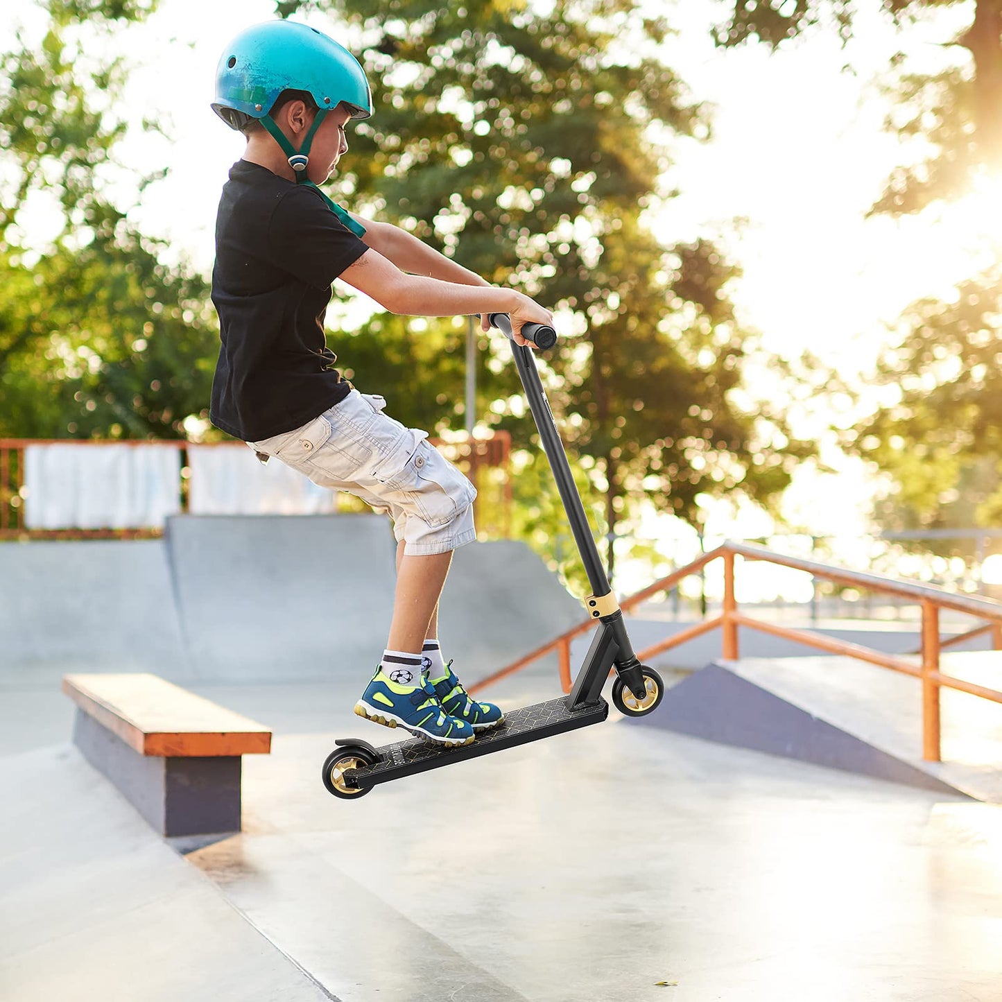 V2 Pro Trick Scooters, Stunt Scooter for Kids Ages 6-12 Years and Teens - Complete Beginner and Intermediate Freestyle BMX Scooter (Gold)