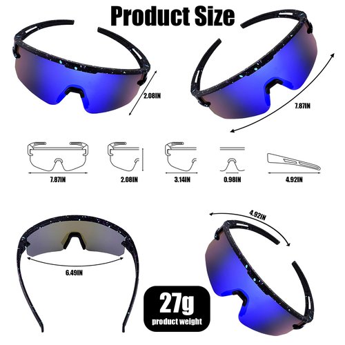 GGBuy Sports Sunglasses Polarized Cycling Sunglasses TR90 Frame Eyewear Goggles UV400 Ideal for Cycling Running Baseball & Softball