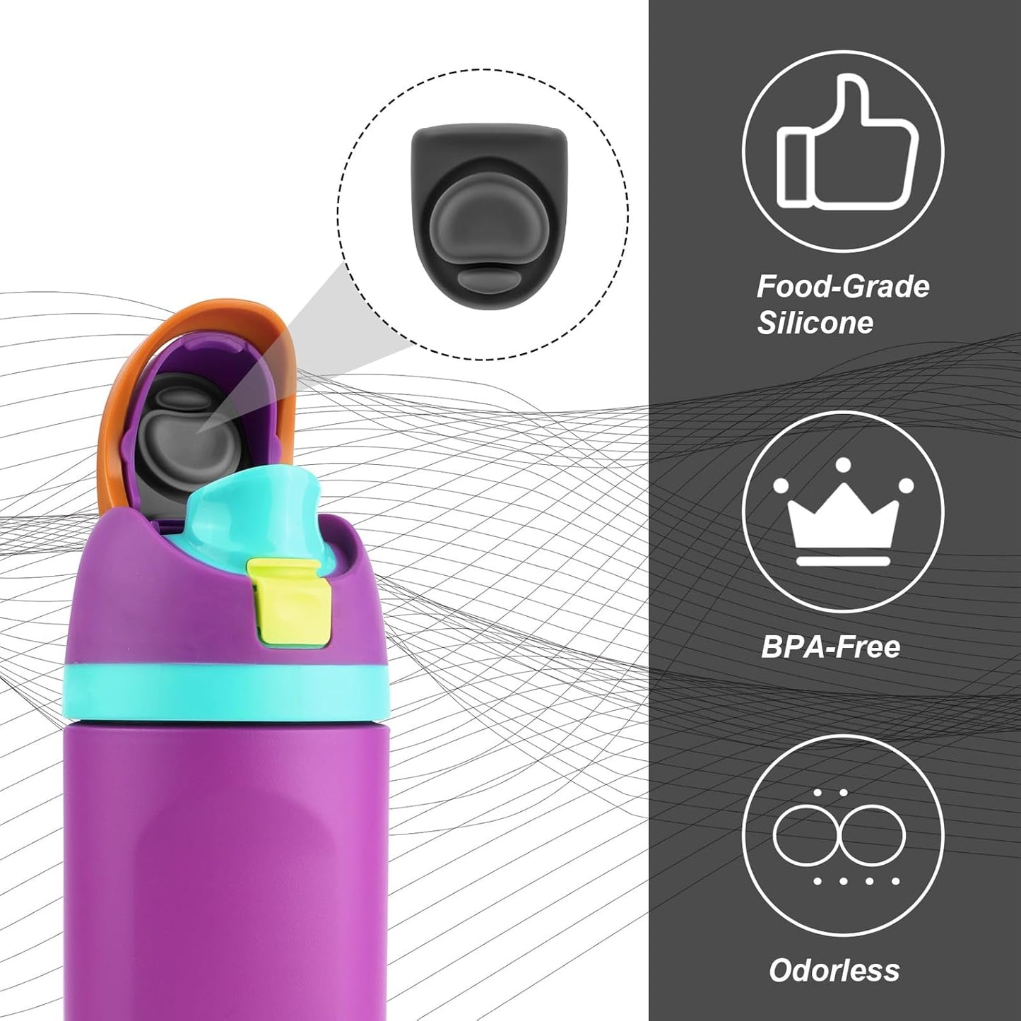 Owala | Water Bottle Lid Replacement - Silicone Stopper for 24oz & 32oz Bottles - Black