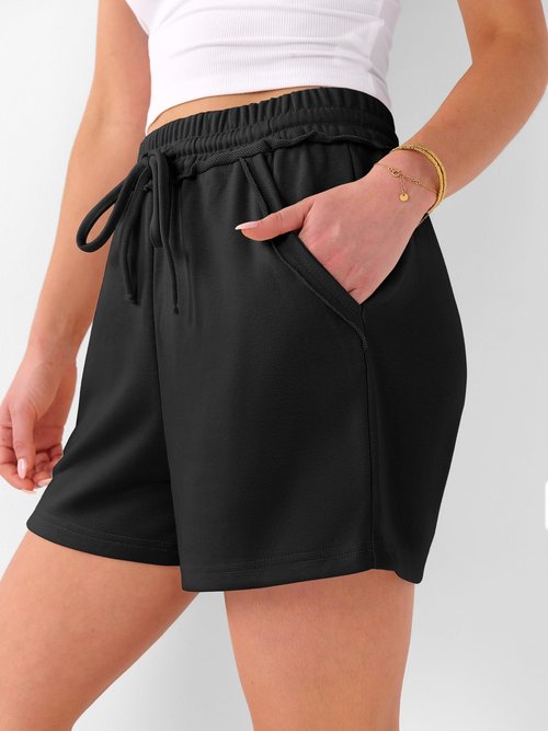 ANRABESS Womens Sweat Shorts Summer Casual Loose Athletic Workout Drawstring Comfy Running Shorts Beach Vacation Clothes Black M