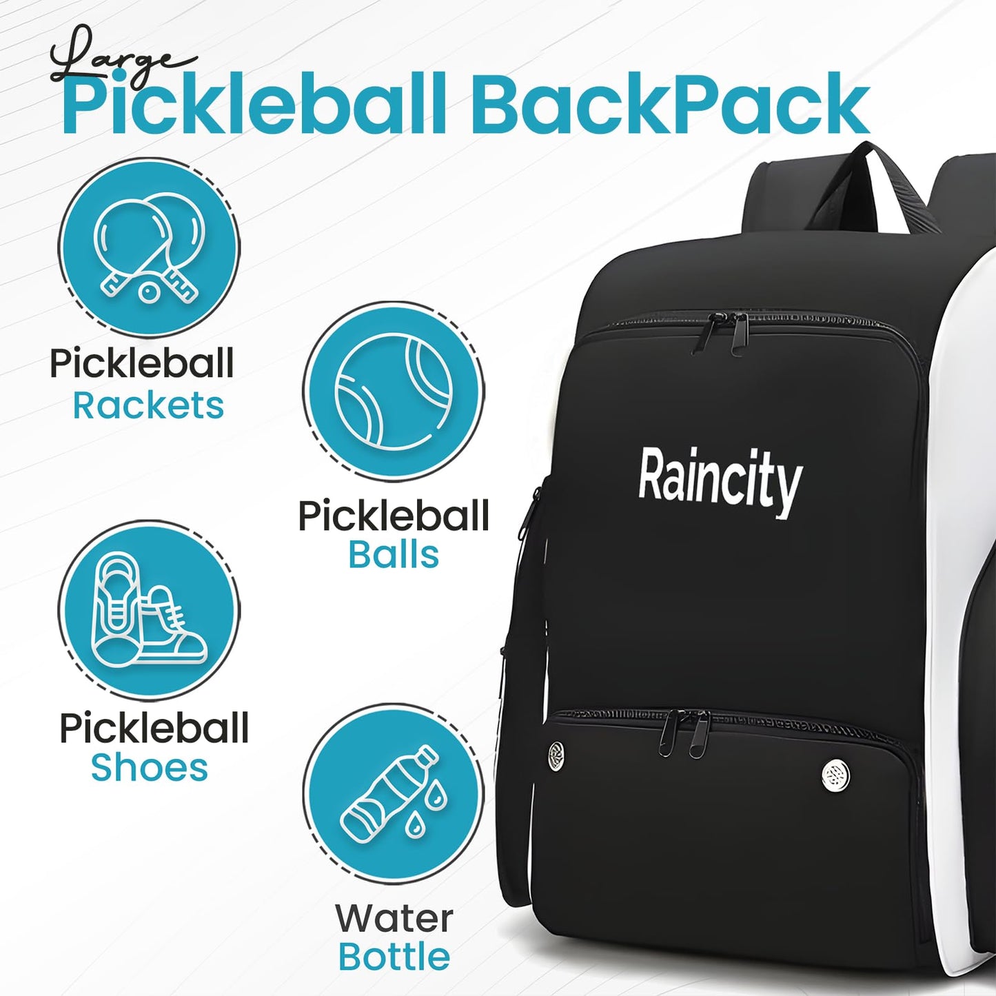 Pickleball Bags for Men & Women, Adjustable Sling Pickleball Backpack, Large Capacity with Shoe Compartment, Paddel Bag Fits 2-4 Paddles & Accessories