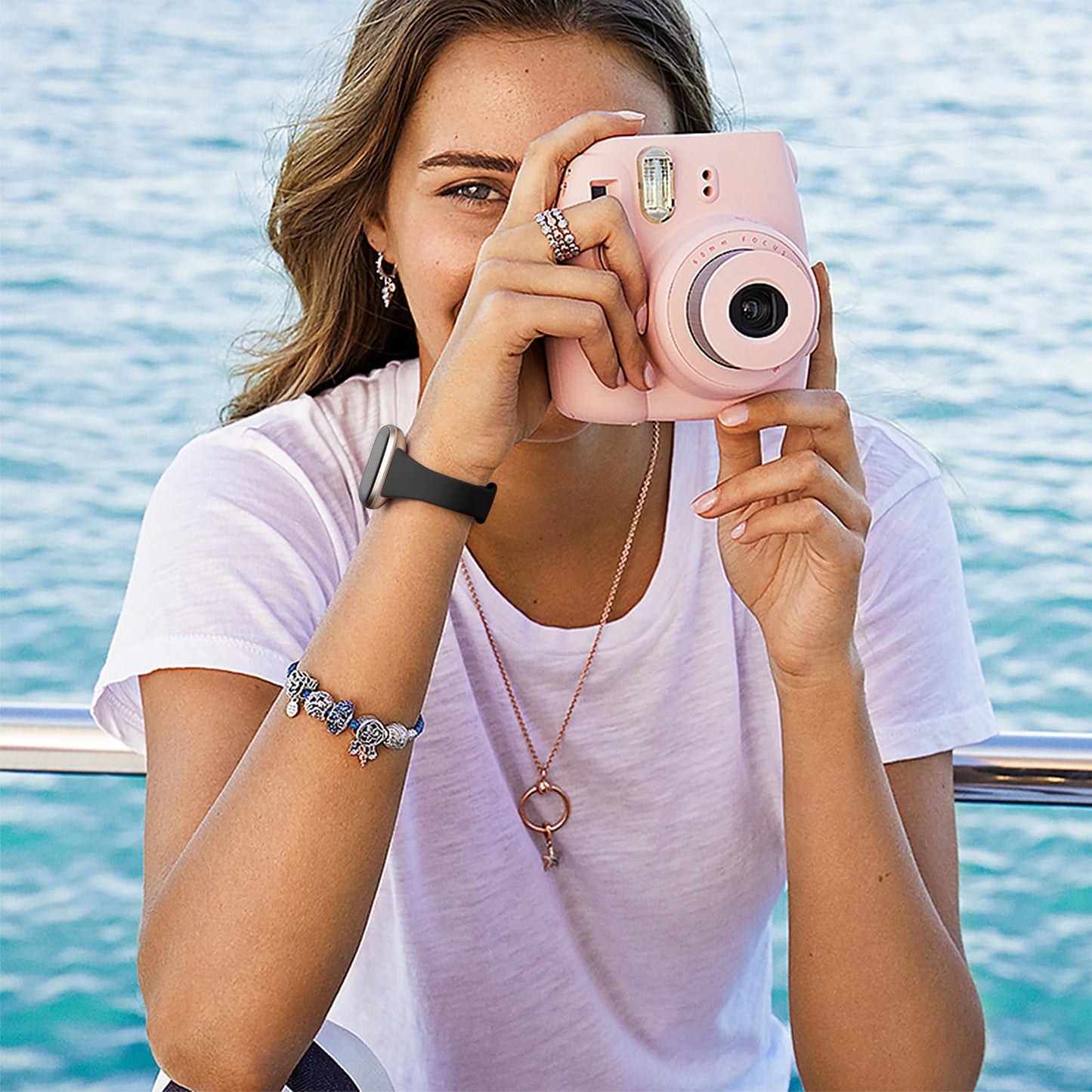 Getino Compatible with Fitbit Versa 3/ Versa 4 Bands/Sense/Sense 2 Bands Women, Sport Soft Accessories, Slim Band for Fitbit Versa 4/ Versa 3/ Sense 2/ Sense, Small Black/Plum/Bluegray/Pinegreen