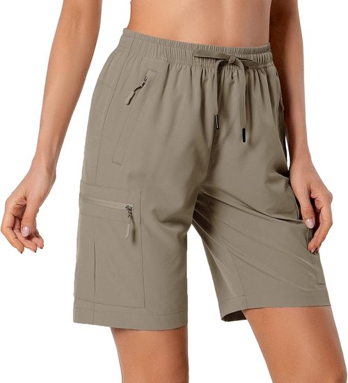 Hugut Women's Quick-Dry Hiking Cargo Shorts - Lightweight, Water-Resistant with Zipper Pockets | Perfect for Travel & Golf