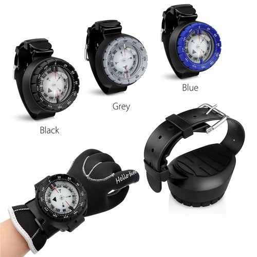 Scuba Compass, Professional Waterproof 5ATM Dive Wrist Compass with TPU Band for Outdoor Sports Diving, Sailing, Hiking, Survival Emergency (Black)