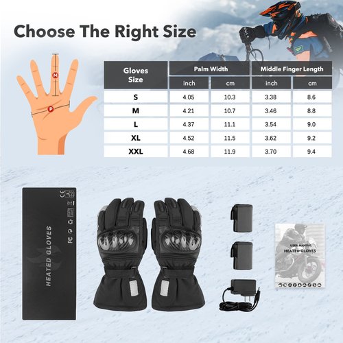 Heated Motorcycle Gloves, 2700mAH Rechargeable Heated Gloves for Men Women, Temperature Display Winter Gloves for Outdoor Skiing Cycling Fishing Hunting