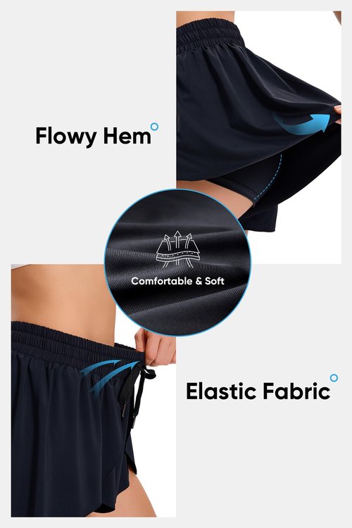 Flowy Running Shorts for Women Workout Athletic Gym Yoga Sport Active Wear Golf Hiking Bike Skort Sweat Pants Tennis Skirt with Pockets Spandex Cute Comfy Trendy Clothes Casual Summer Outfits Black M