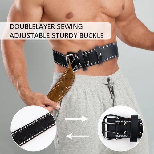 Leather Weight Lifting Belts for Men, Gym Belt for Weight Lifting, Lower Waist Back Support for Powerlifting Weightlifting Heavy Duty Workout Strength Training Bodybuilding Cross Training Dip