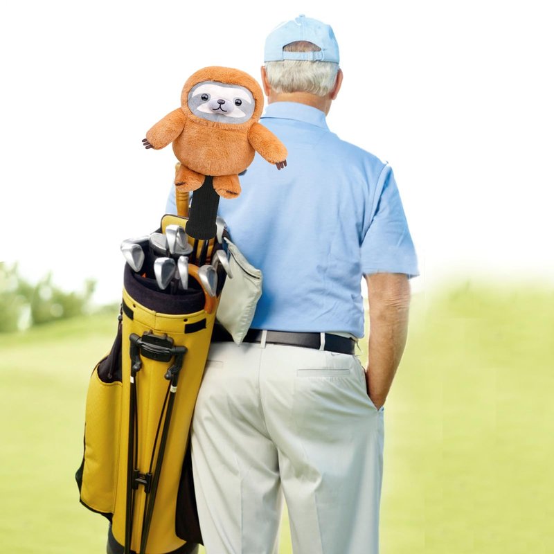 Funny Sloth Golf Headcover, Animals Plush Golf Club Head Covers, Small Size Fits Hybird and Irons, Large Size Fits Standard 460cc Driver Head