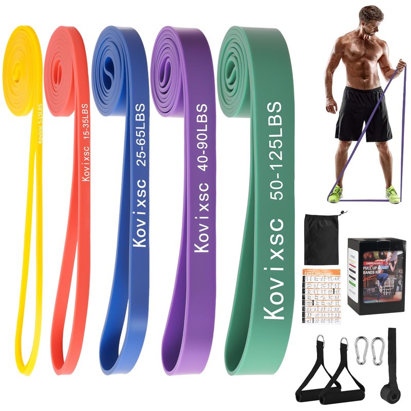 Resistance Bands for Working Out, Pull Up Assistance Bands, Exercise Workout Bands for Men & Women, Gym Bands with Door Anchor & Handle, Stretching Bands for Physical Therapy, Muscle Training