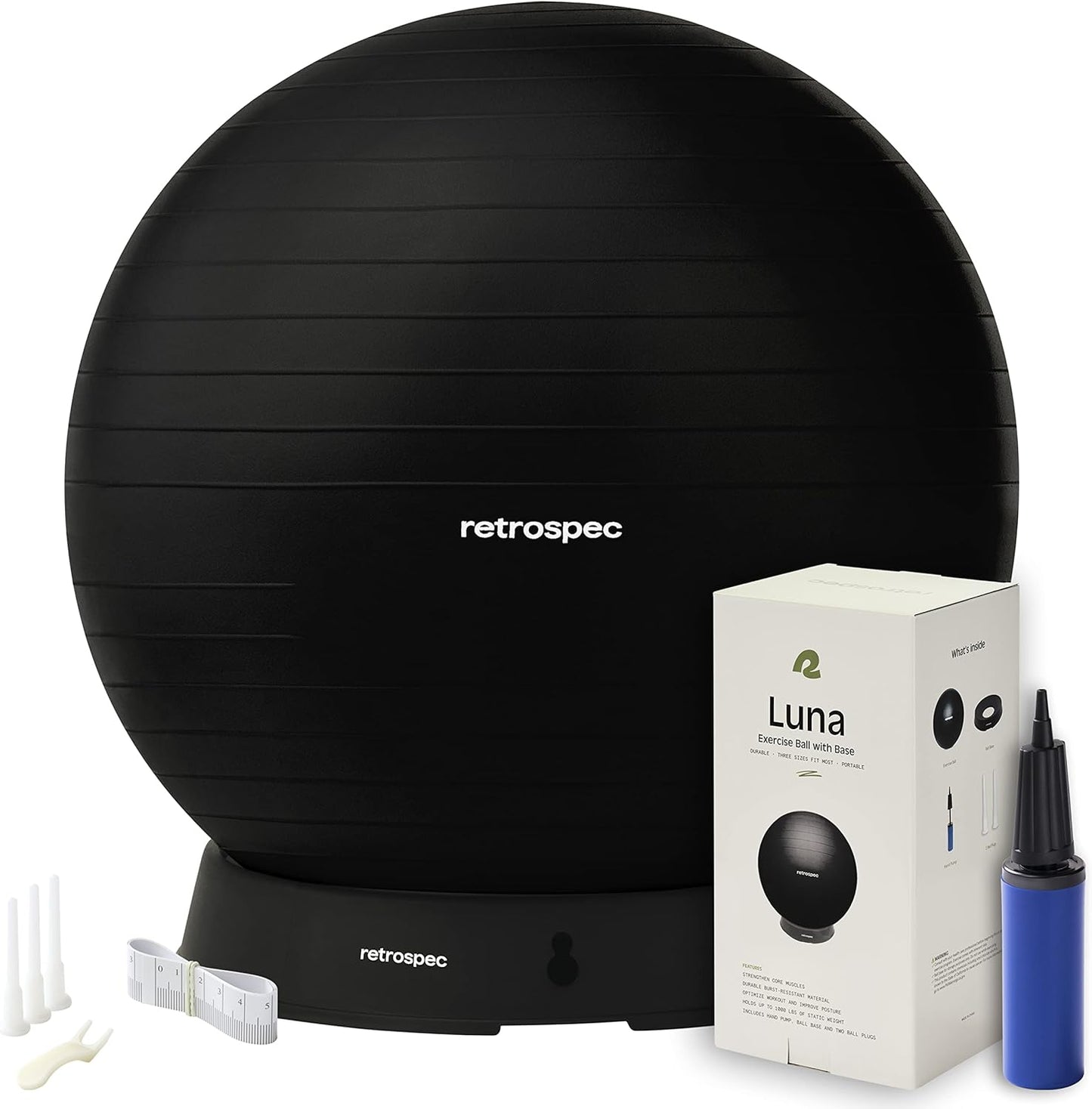 Retrospec Luna Exercise Ball - Anti-Burst Yoga & Core Training Equipment | Home Gym & Office Use