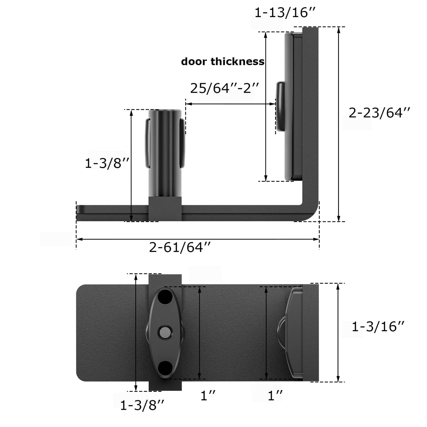CCJH Sliding Barn Door Floor Guide Adjustable Bottom Double Small Rollers Guide Wall Mounted（Black 1pcs)