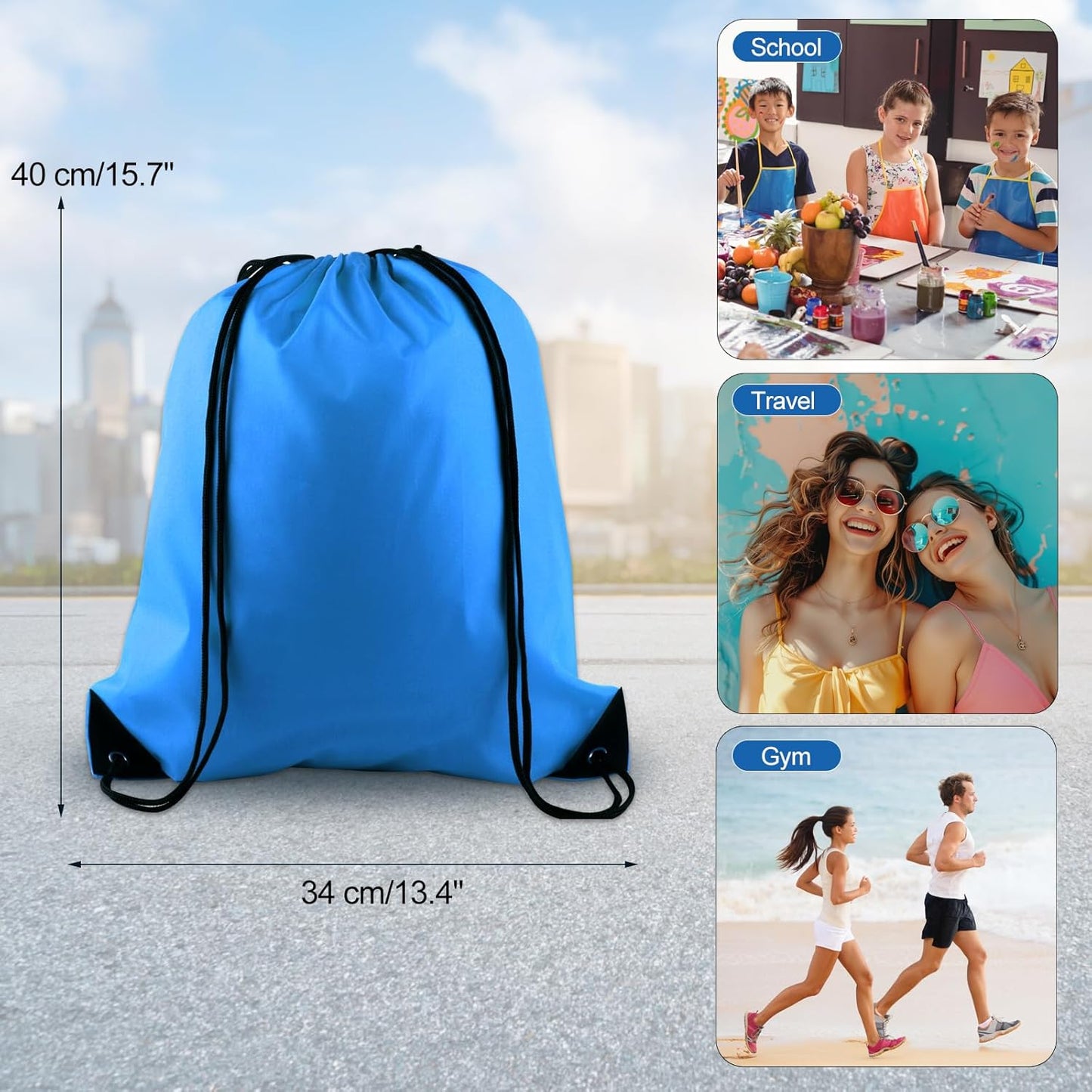PLULON Drawstring Backpack Set - 6 Pcs Cinch Sacks for Sports, Yoga & Travel | Mixed Colors