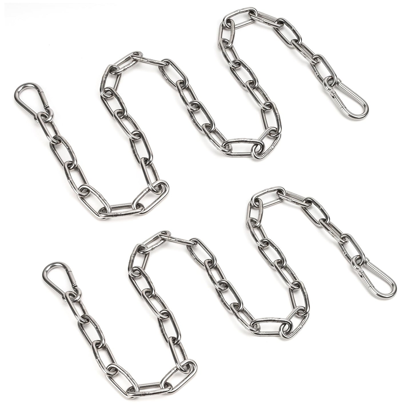 2 Pack Outdoor Fence Gate Chains, 5/32 x 36 Inch Mental Chain Fence Lock with Spring Hooks Easy to Open and Close, Silver Safety Gate Chain Link for Livestock, Ranch, Barn Urkupoo (Extended)