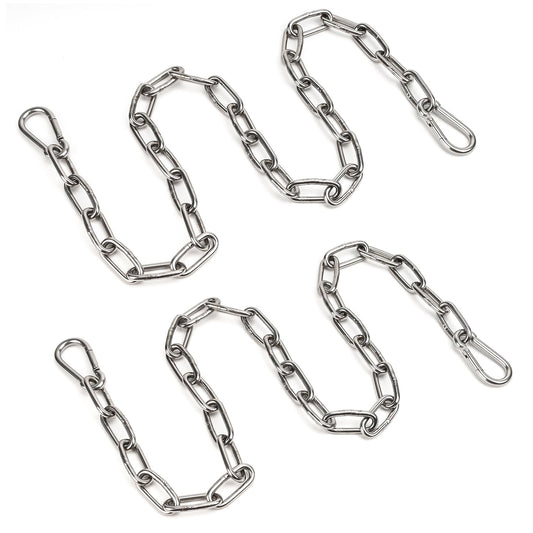2 Pack Outdoor Fence Gate Chains, 5/32 x 36 Inch Mental Chain Fence Lock with Spring Hooks Easy to Open and Close, Silver Safety Gate Chain Link for Livestock, Ranch, Barn Urkupoo (Extended)