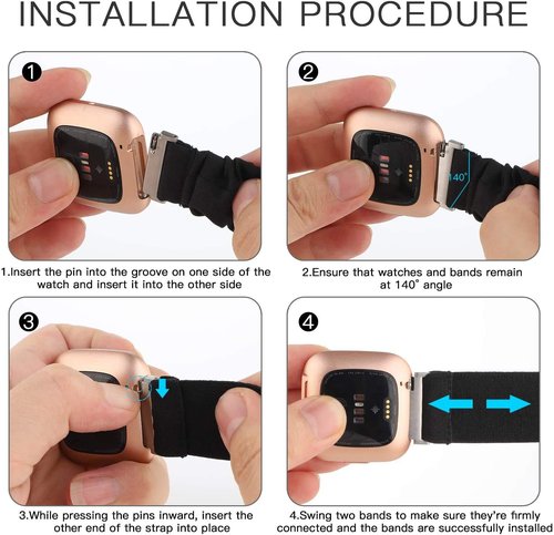 Lamshaw Compatible with IOWODO R30 Pro, Blackview R50, RLQA 54 1.83" Scrunchie Elastic Replacement Strap, 20mm Stretch Elastics, Single-Layer Nylon & Cotton, Black, One Size