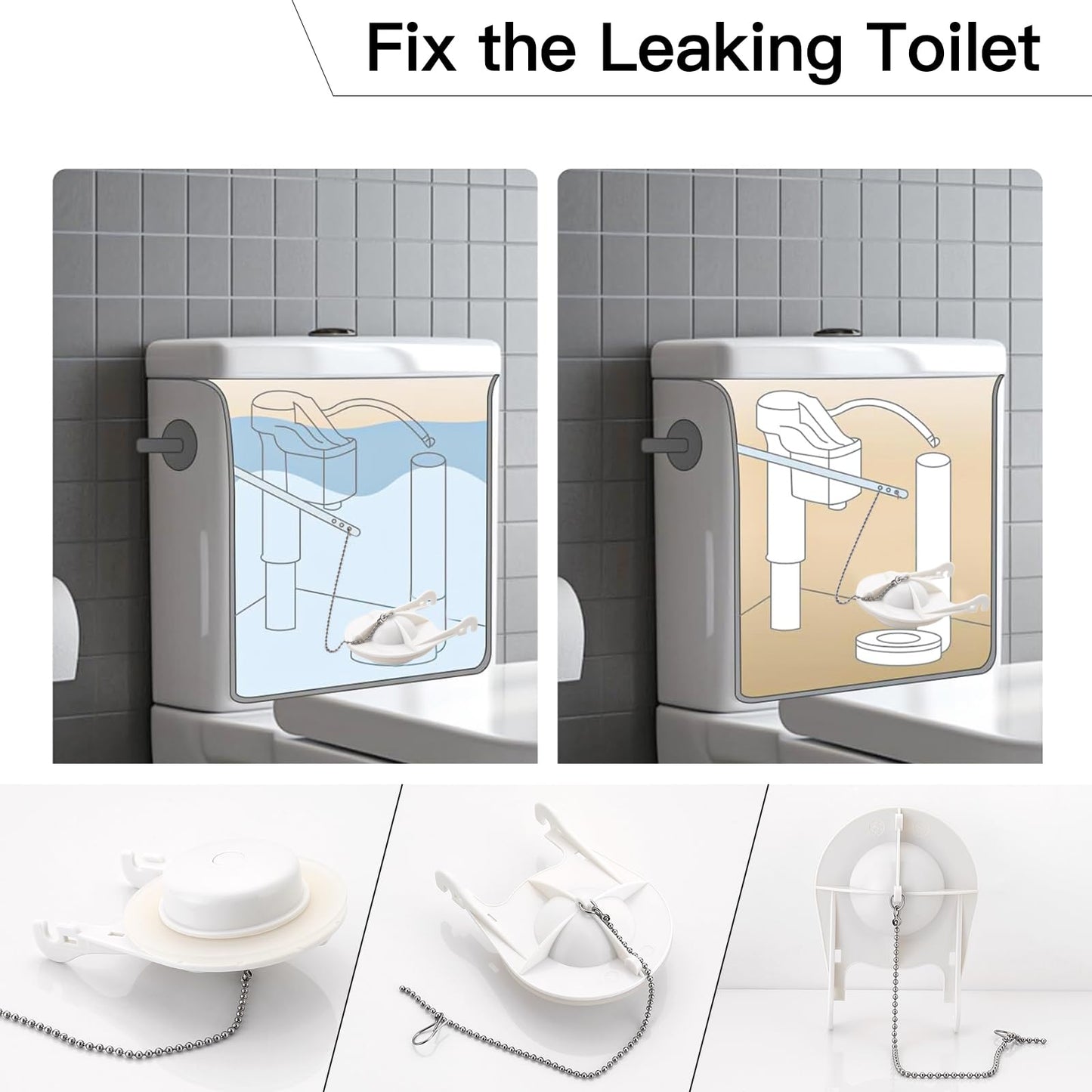 for American Standard 738920-0070A 3 Inch Toilet Flapper with Strong Seal,Iron Chain Included,Ideal for 3 Inch Toilet Flapper Replacement,White,1-Pack