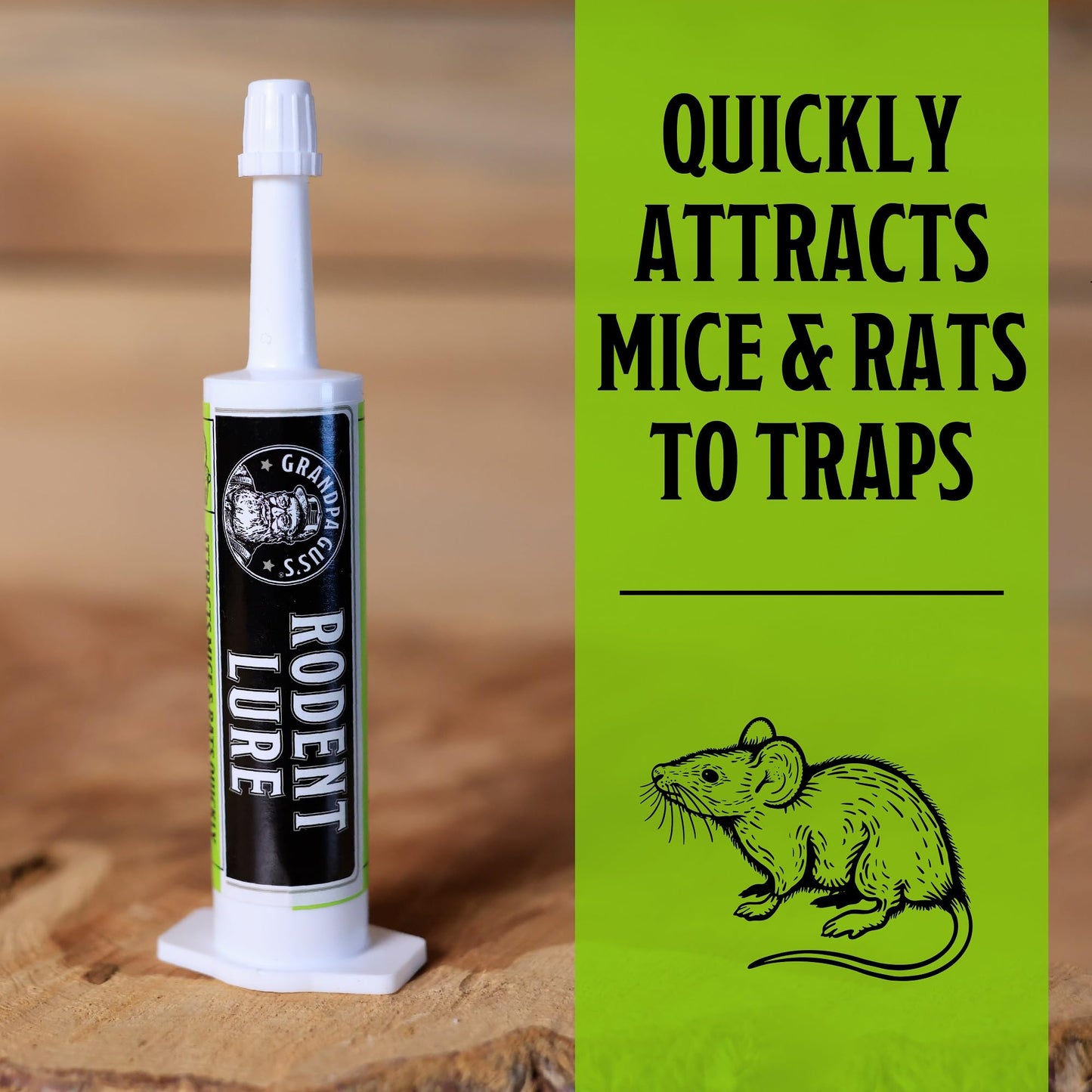 Grandpa Gus's Rodent Lure - Professional Mouse & Rat Trap Bait Syringe - Attracts Bait-Shy Rodents - Works with Snap Traps, Glue Boards & Live Traps - 1.08 oz