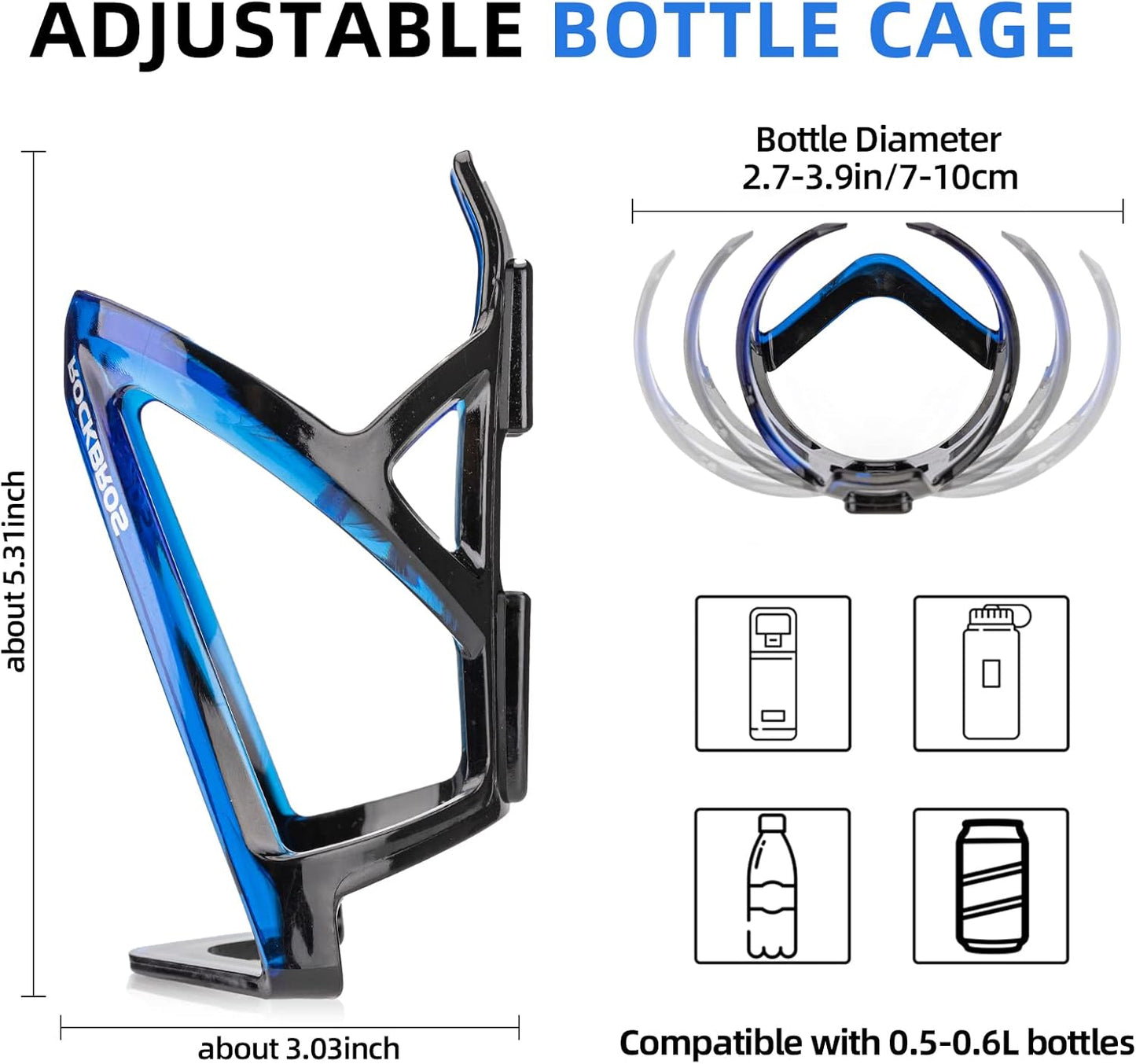 ROCKBROS Ultra-Light Bike Water Bottle Holder - Universal Bicycle Cup Cages with Screws | 2 Pack