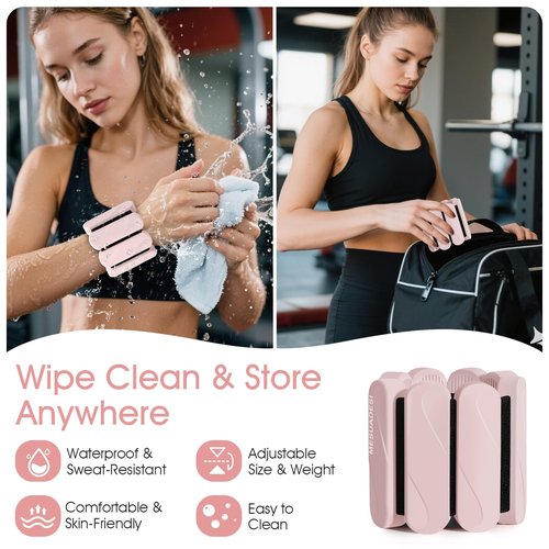 Wrist Weights – Ankle Wrist Weights for Women & Men – Adjustable Weighted Bangles Set (1 lb Each) | Arm and Leg Weights for Yoga, Pilates, Running & Walking (Beige, 2LB)