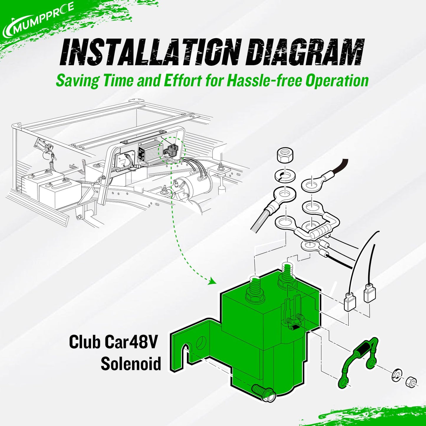MUMPPRCE 48V Club Car Solenoid with Resistor, 4-Terminal Golf Cart Solenoid Coil for Club Car DS 1995-Up & Precedent 2004-2008 Electric, Replaces OEM 101908701, 102774701, 1014947, SW80-2028P