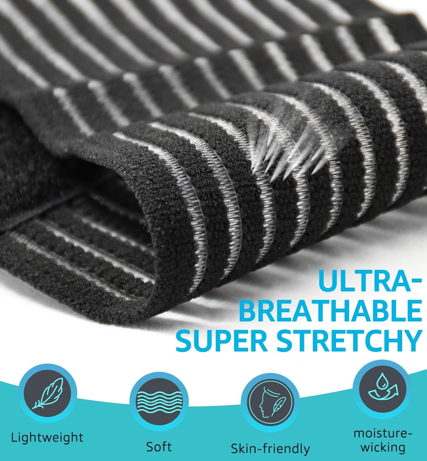 Skiennix Compression Wrist Bands - High-Elastic Straps for Sports & Weightlifting | 2 PCS, Breathable Fabric (Black)