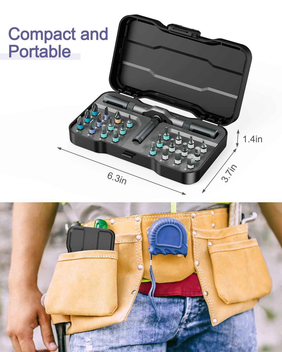 24 in 1 Magnetic Screwdriver Set, DIY Ratchet Screwdriver Set, Magnetic Screwdriver Kit, Detachable Assembly T Handle for Furniture Assembly, Precision Electrical Appliance Repair, Bicycle Tools