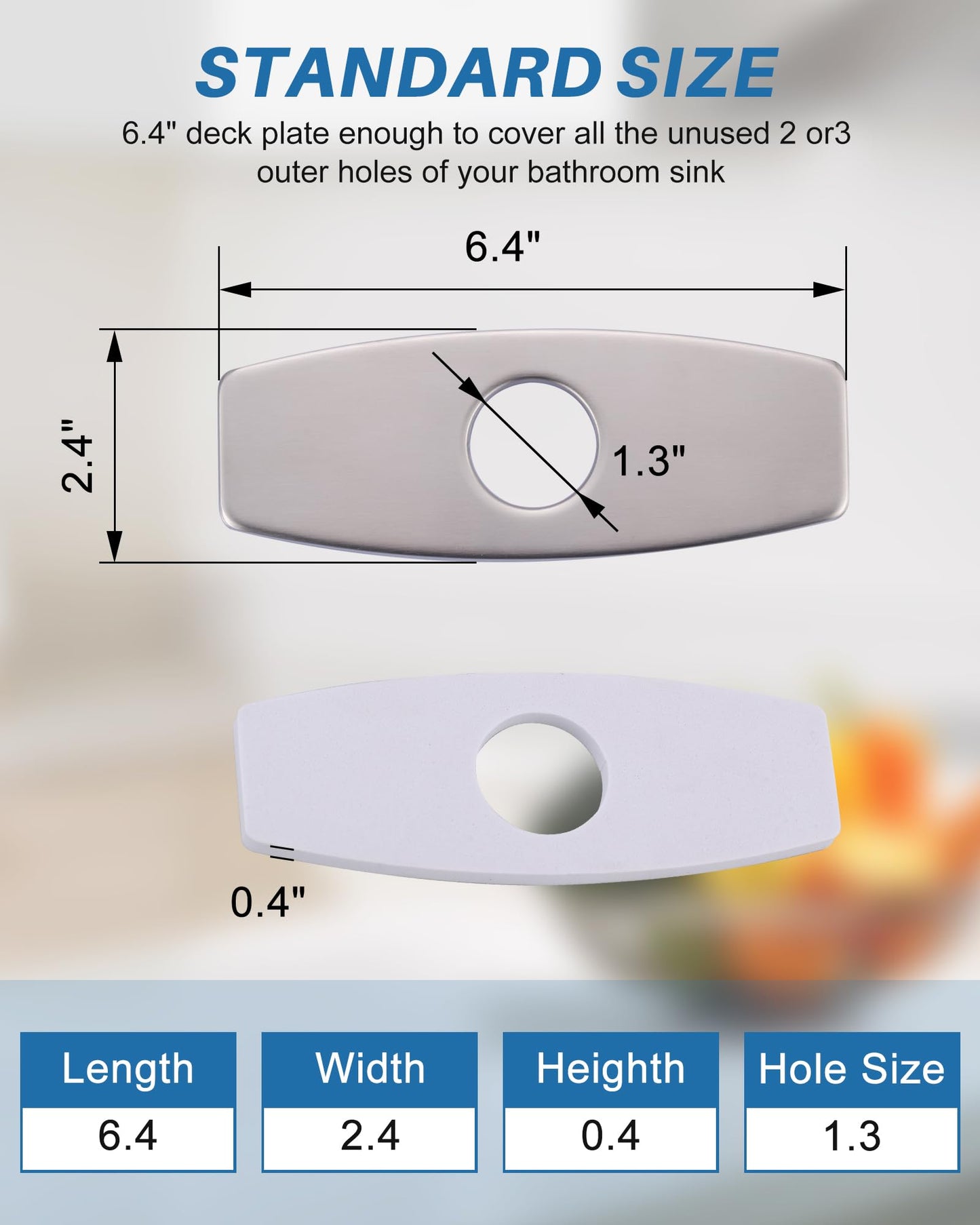 Bathroom Faucet Escutcheons Brushed Nickel: 6 Inch Sink Hole Cover - Non-Leakge Deck Plate For Bathroom Faucet - Solid Faucet Base Plate for 1 or 3 Hole Bathroom Vanity Basin - 4" Faucet Cover Plate