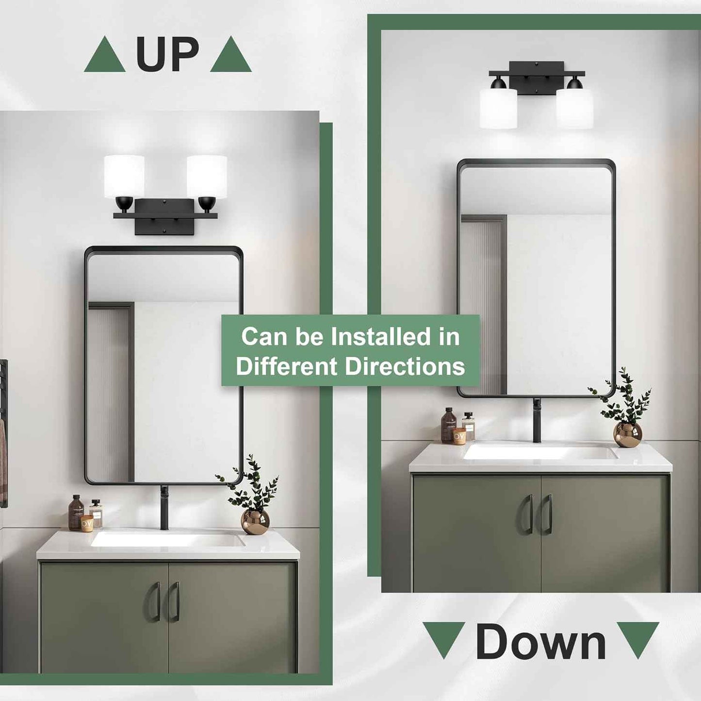 Modern 4-Light Bathroom Vanity Light Fixture - Anti-Rust Over Mirror Sconce with Milky White Glass Shades, E26 Base