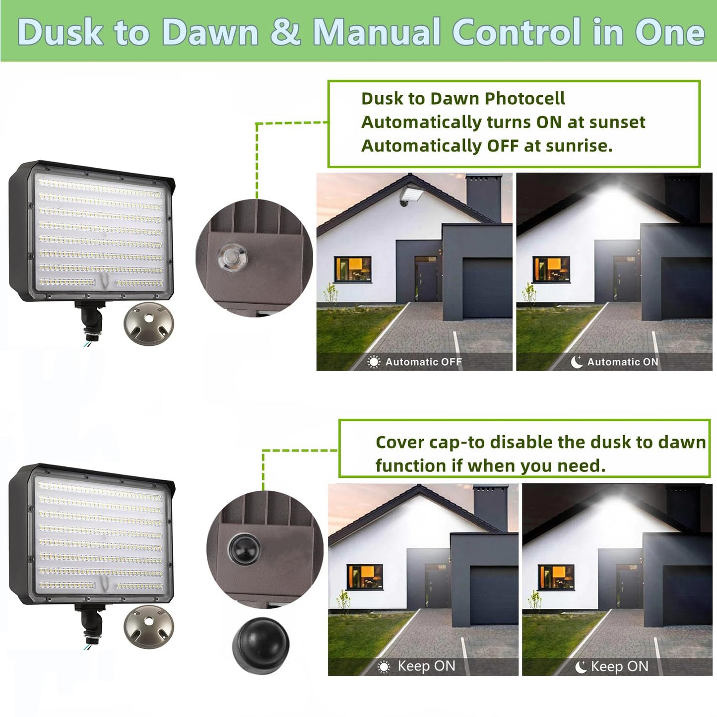 180W Outdoor LED Flood Light Dusk to Dawn with Knuckle, 25200LM 1500W Equivalent, 100-277V 5000K Daylight, ETL Commercial LED Flood Light Fixture, Outdoor Security Lighting for Landscape/Parking Lot