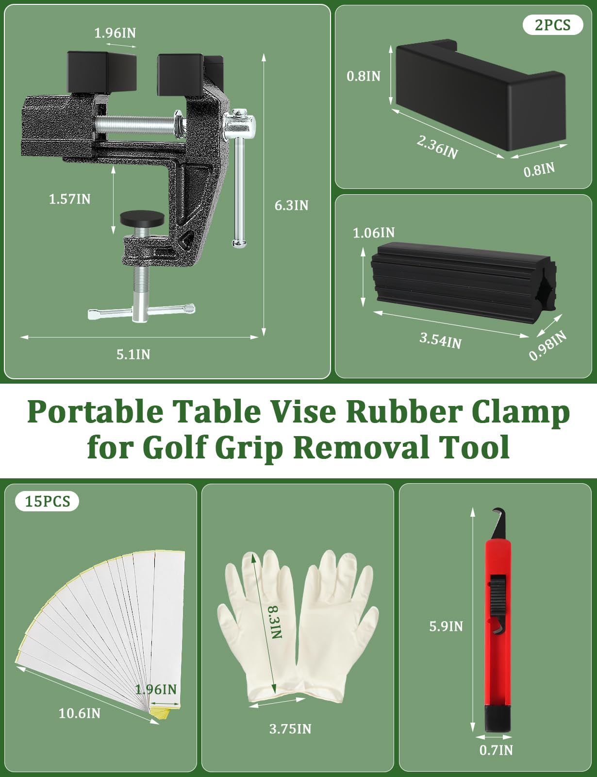 Golf Grip Kit for Regripping Golf Clubs, Portable Table Vise Rubber Clamp for Golf Grip Removal Tool, Golf Club Regripping Kit(Solvent Not Included)