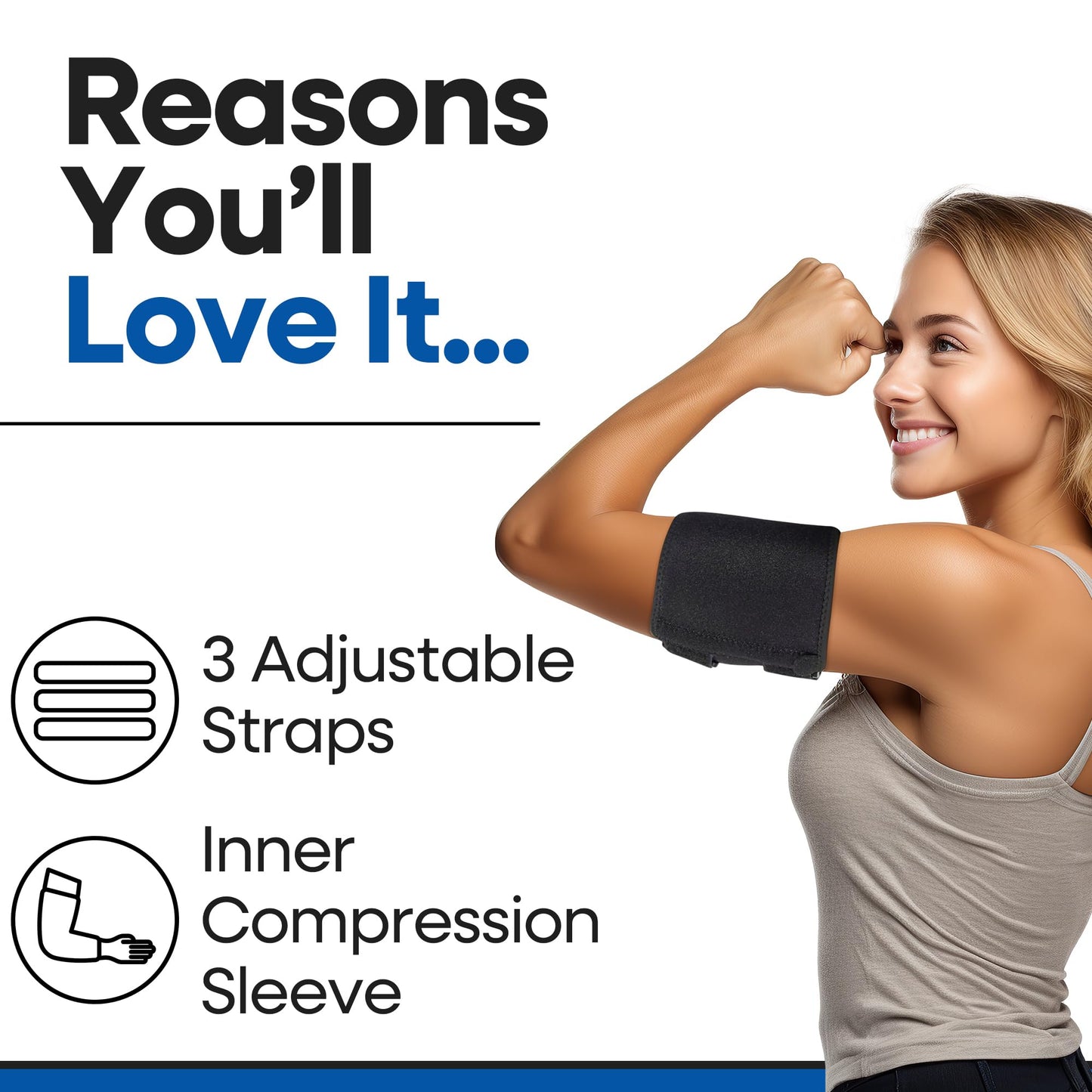 ARMSTRONG AMERICA Bicep Tendonitis Brace, Bicep Band & Upper Arm Compression Sleeve I Triceps & Biceps Muscle Support For Upper Arm Tendonitis Pain Relief Or Bicep Strains (LARGE 10" to 16")