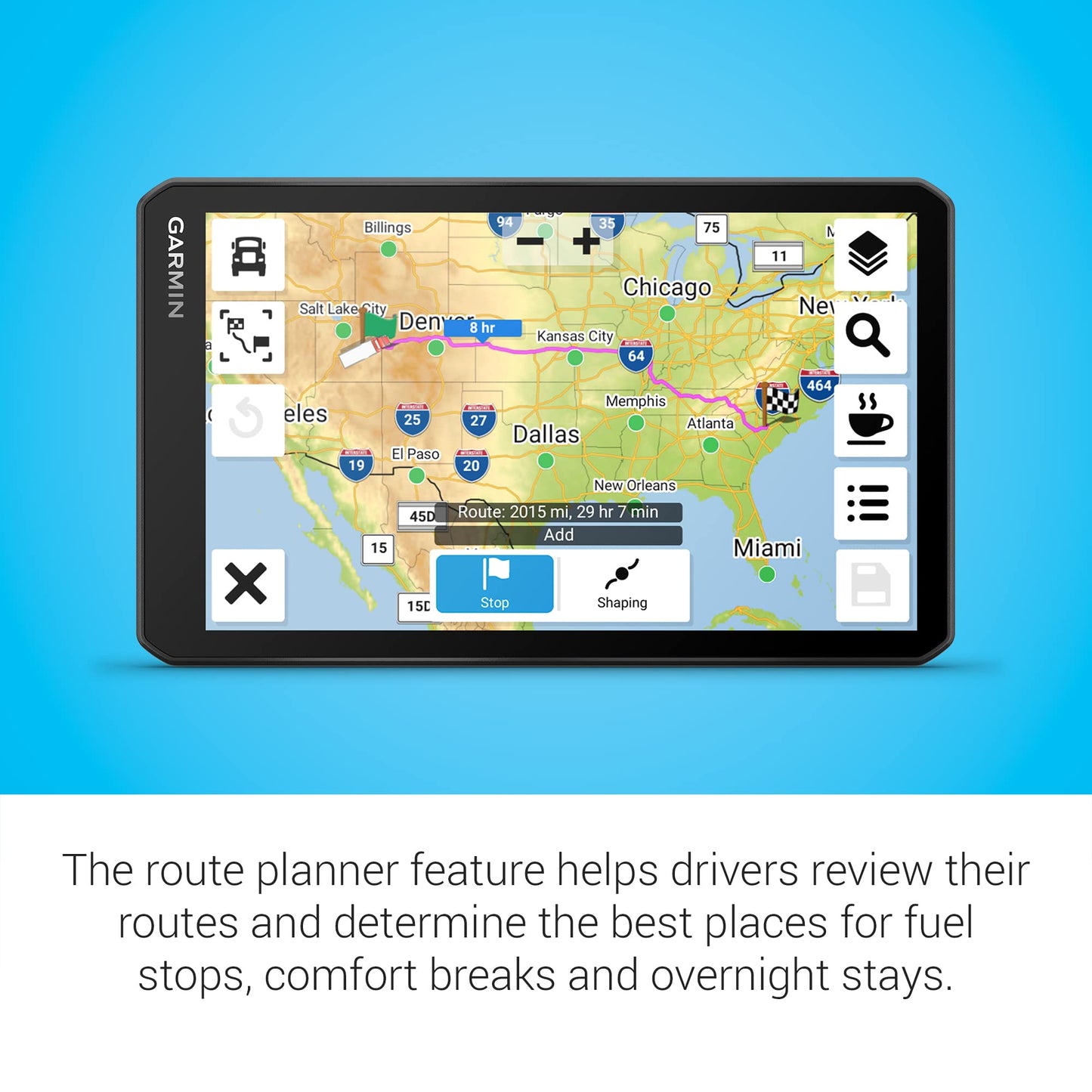 Garmin dezl OTR710, Large, Easy-to-Read 7 inch GPS Truck Navigator, Custom Routing, High-Resolution Birdseye Satellite Imagery, Directory of Trucking & Trailer Services (Renewed)