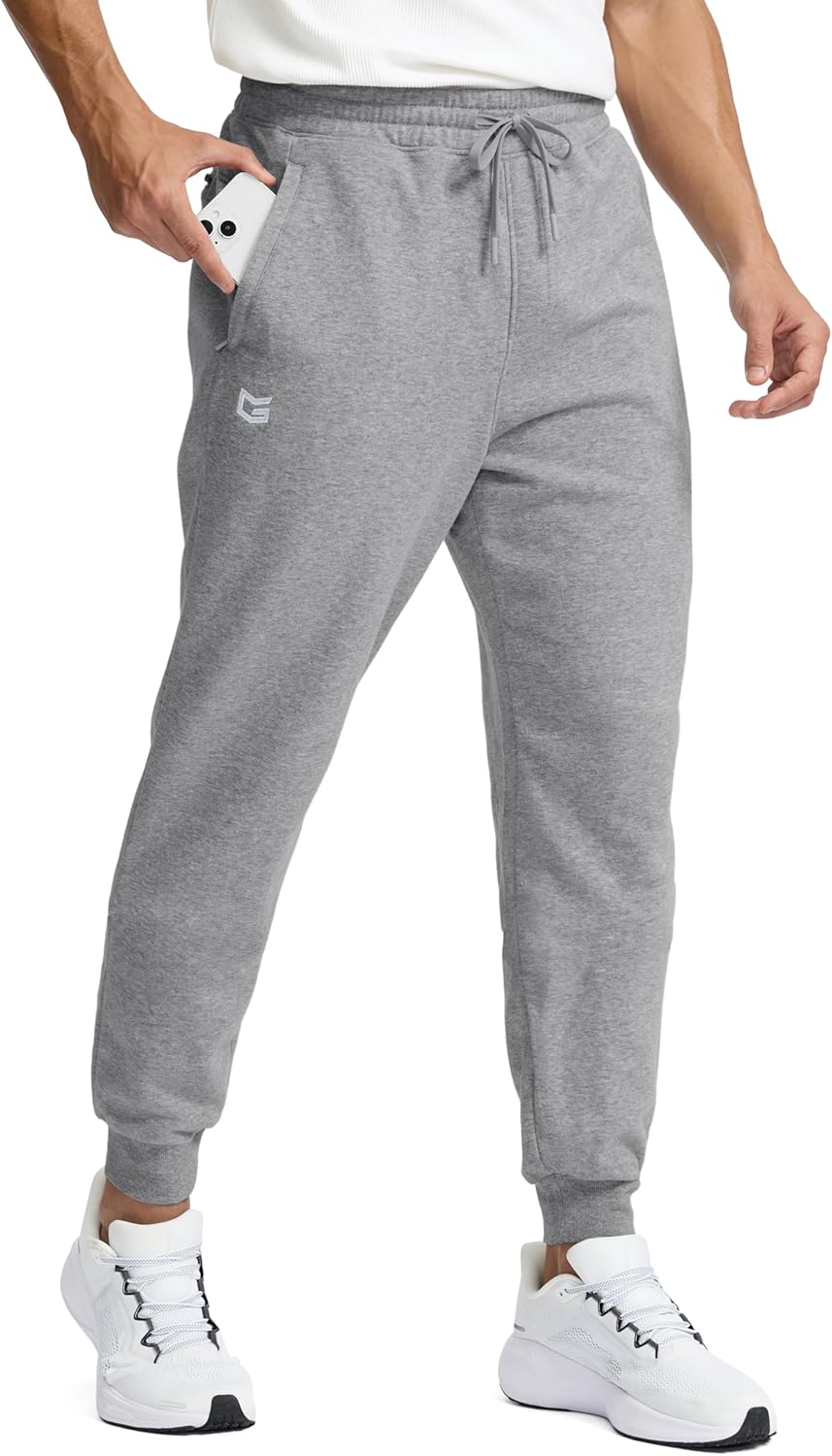 Skiennix Men's Cotton Fleece Joggers - Warm Athletic Sweatpants with Zipper Pockets | Winter Lounge Wear