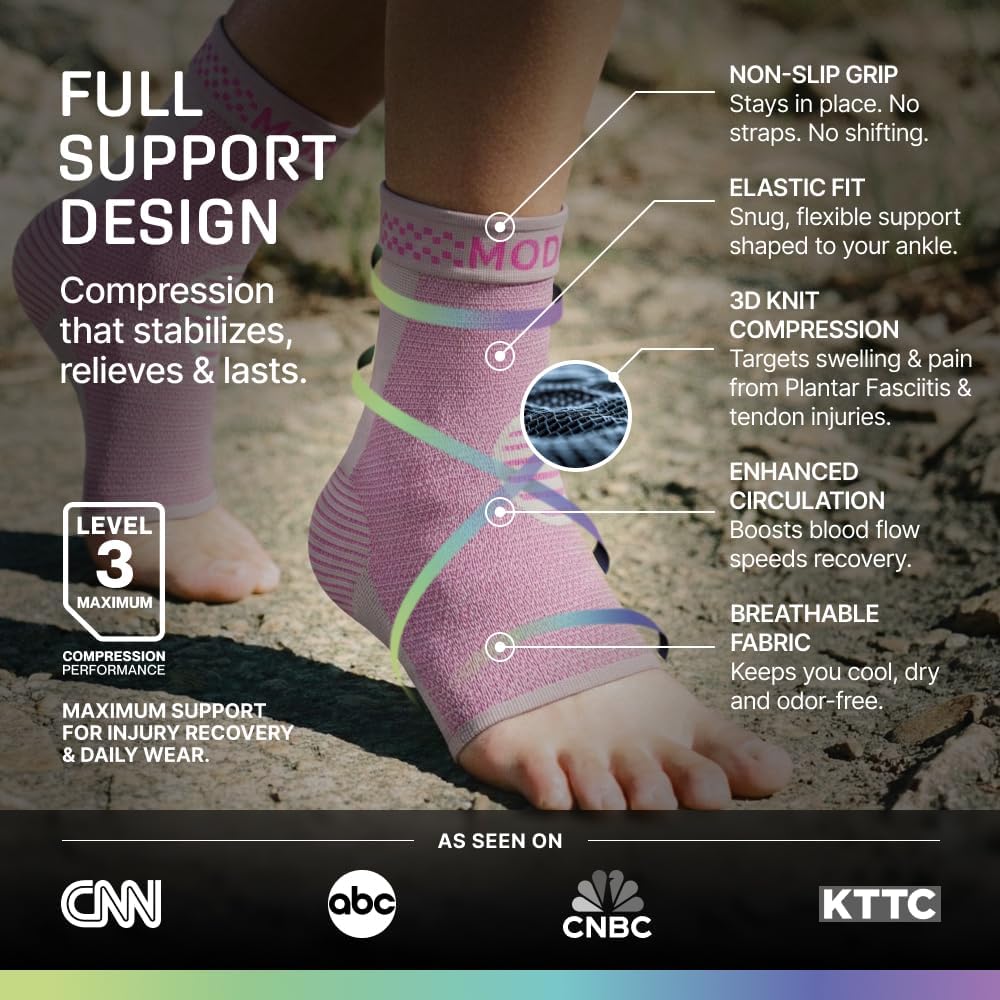 Modvel Ankle Brace - Compression Sleeve for Sprained Ankle & Achilles Tendonitis | Unisex Support