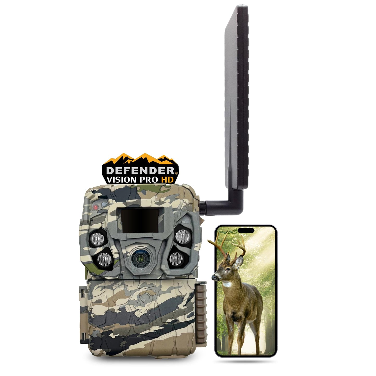 Browning Cellular Trail Camera Defender HD 24MP Trail Camera OVIX Camo Pattern Dual SIM Hunting Game Trail Camera, 110' Night Detection Range & Smartphone Cpompatible Trail Camera