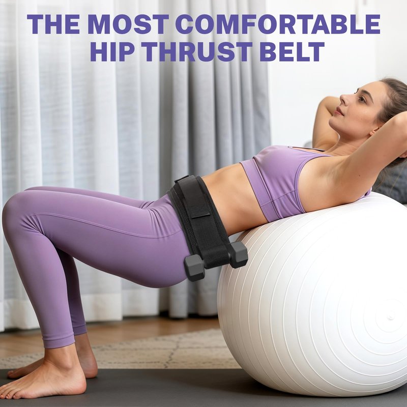 Hip Thrust Belt for Dumbbells, Adjustable Hip Thrust Slip-Resistant Padding, Exercise Belt for Glutes & Squats, Comfortable Weightlifting Belt Support for Glute Workout Equipment, Use with Heavy Duty Kettlebells & Plates Up to 400 lbs