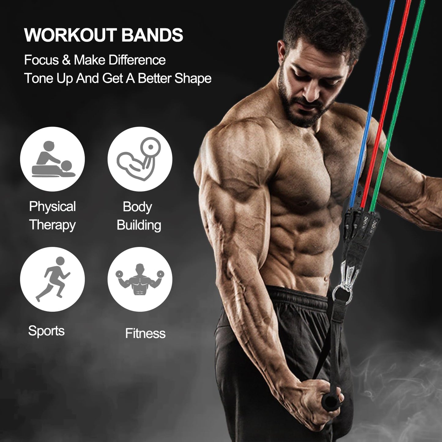 Resistance Bands,Exercise Bands,Resistance Bands for Working Out with Handles for Men and Women,Workout Bands with Door Anchor and Ankle,Strength Training Home Gym Equipment