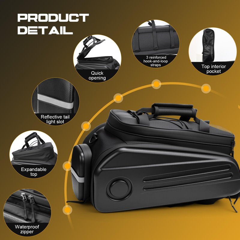 PIREKZUNT Bike Rack Bags, Hard Shell E Bike 30L Rear Rack Bag, Large Ebike Pannier with Waterproof Cover and Shoulder Strap for Commuter Travel Outdoor