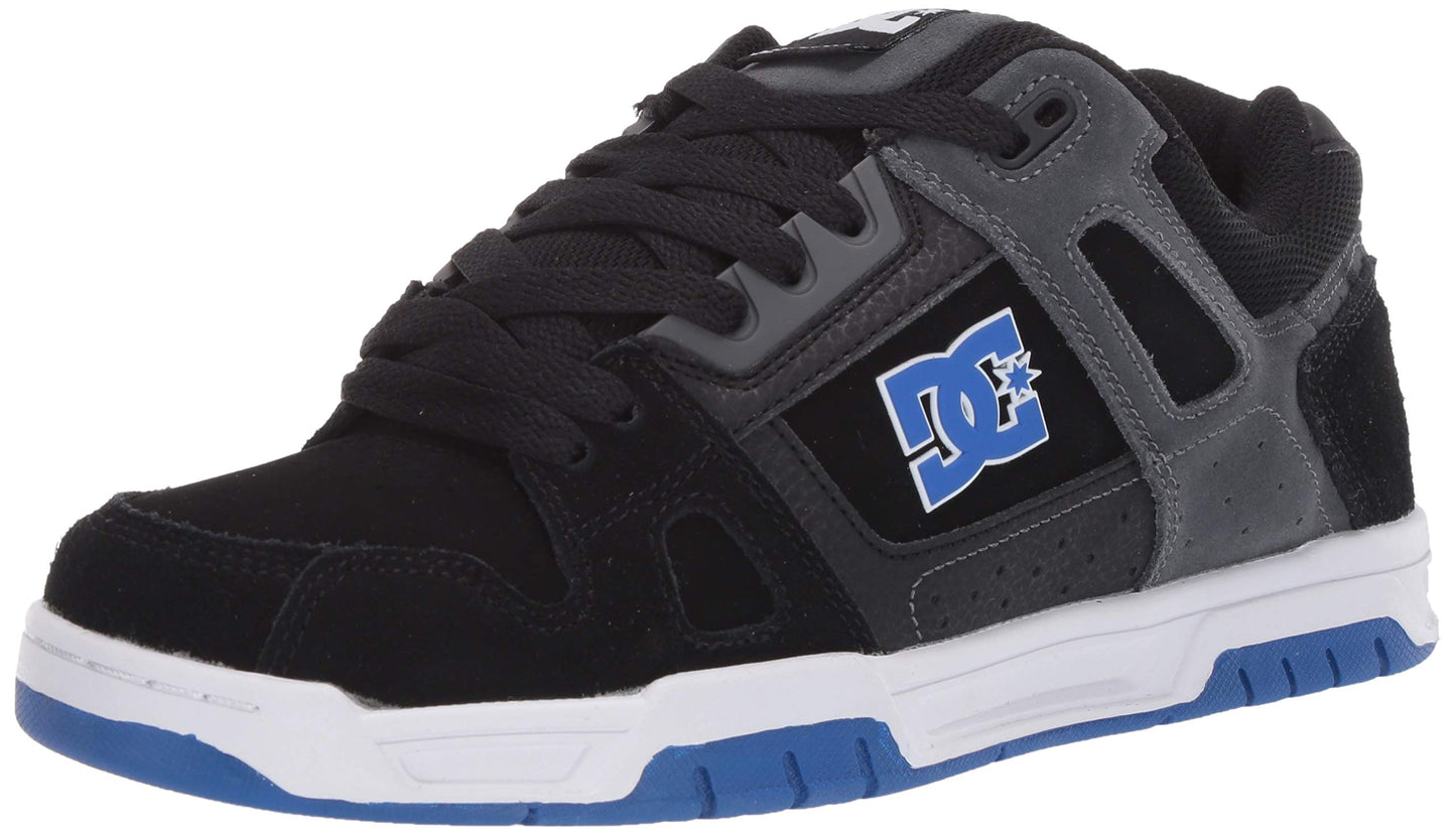 DC mens Stag Low Top Skate Shoe, Black/Blue, 11 US