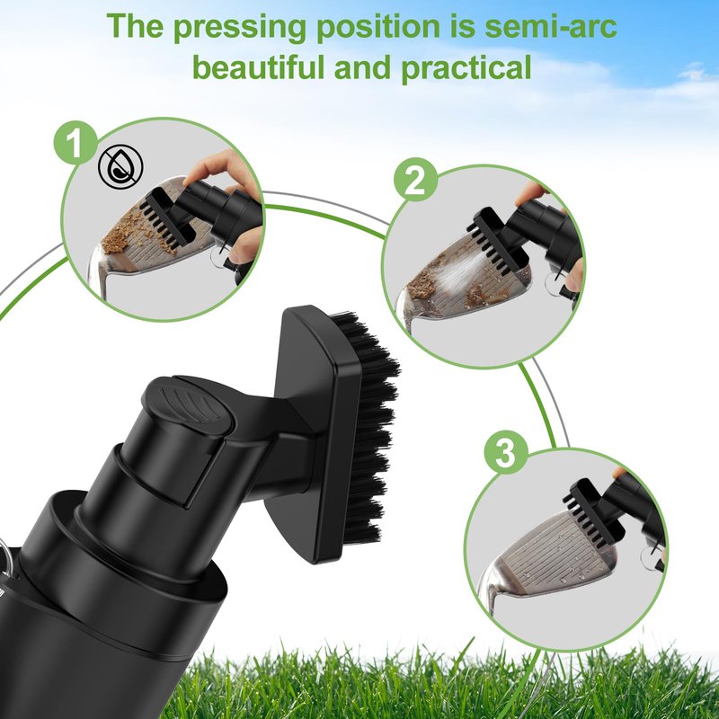 ROYMADE Pro Golf Club Brush Cleaner with 5oz Water Bottle Spray Water Easy Cleaning with Nylon Bristles, Adjustable Duty Retractable Clip, Carabiner Clip,Best Golf Gifts(Black)