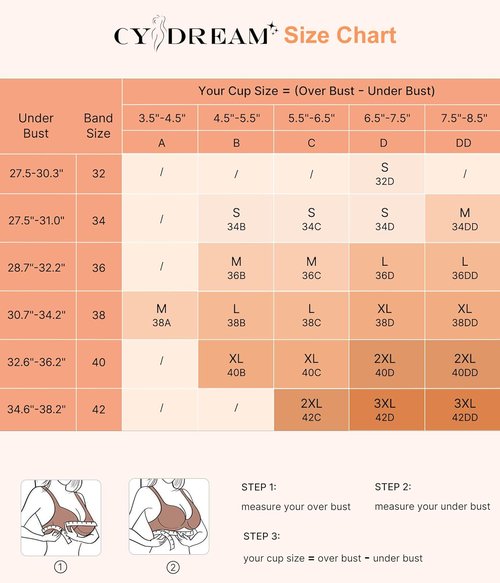 CYDREAM Wireless Comfort Bra - Zip Front Closure, Full Coverage & Back Smoothing, No Underwire
