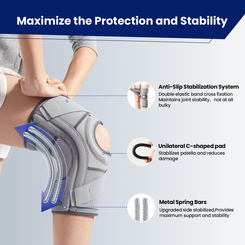 Galvaran Knee Brace for Meniscus Tear:Adjustable Knee Support for Maximum Knee Pain,Side Stabilizers for Injury or Surgery Recovery - Men and Women
