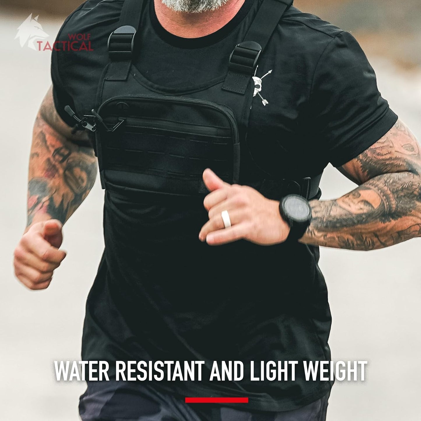 WOLF TACTICAL Chest Pack - Versatile Running Vest with Holster | Lightweight & Comfortable Design