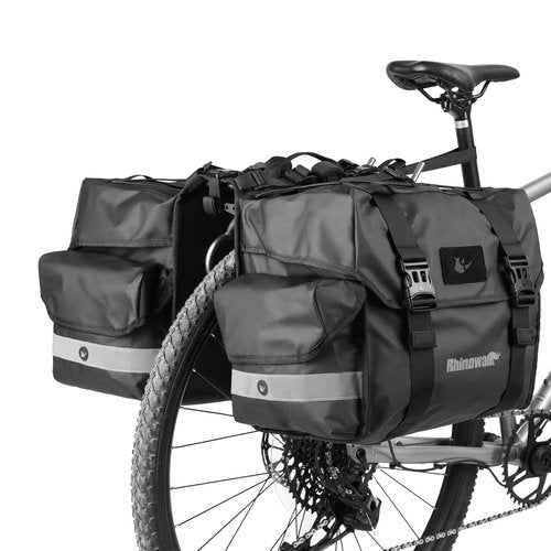 abamita Bike Pannier Bag Premium Waterproof Rhinowalk Double Pannier Bags Saddle Bags for Rear Rack Bicycles With Carrying Handle With Reflective Trim Cycling Accessories-Black(40L)